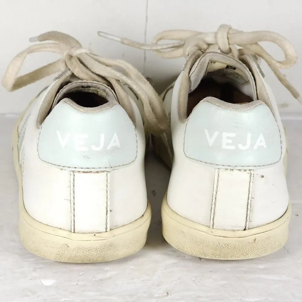 Veja Women's Esplar US 9 White Blue Smooth Leather Low Top Sneakers Shoes